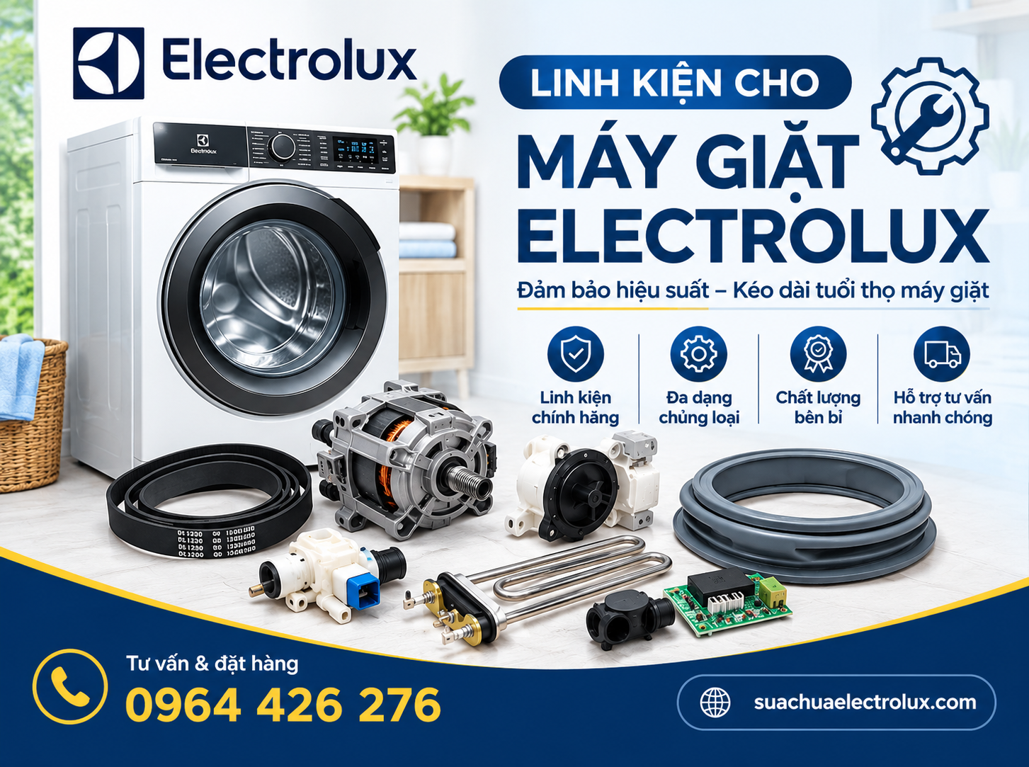 Linh kiện cho máy giặt electrolux